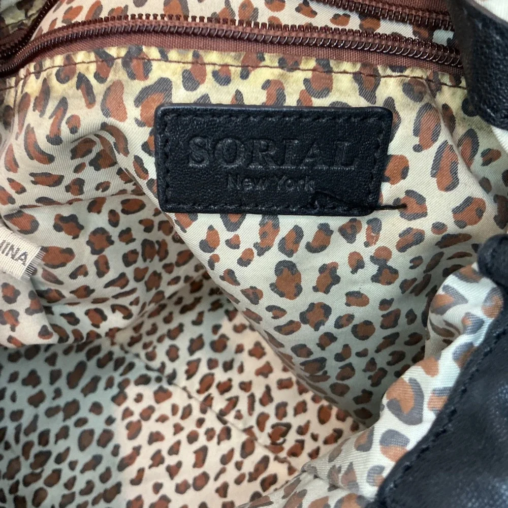 SORAL‎ New York Black Leather Convertible Shoulder Handbag - Picture 8 of 10